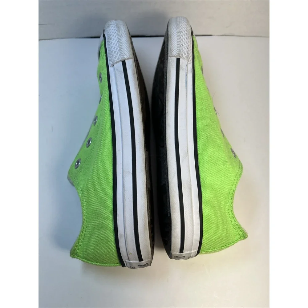 Converse All Star Neon Green Low Top Sneaker Shoes Sz 2 Youth No Laces